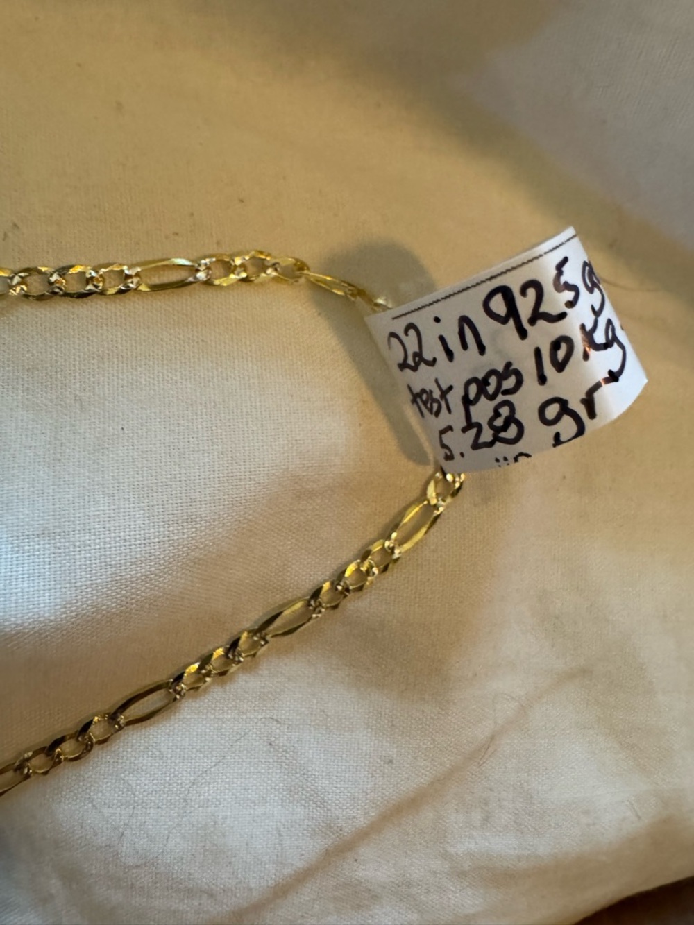 925 Italian sterling silver with 10k Gold over Figaro-Style Chain Necklace 22 in